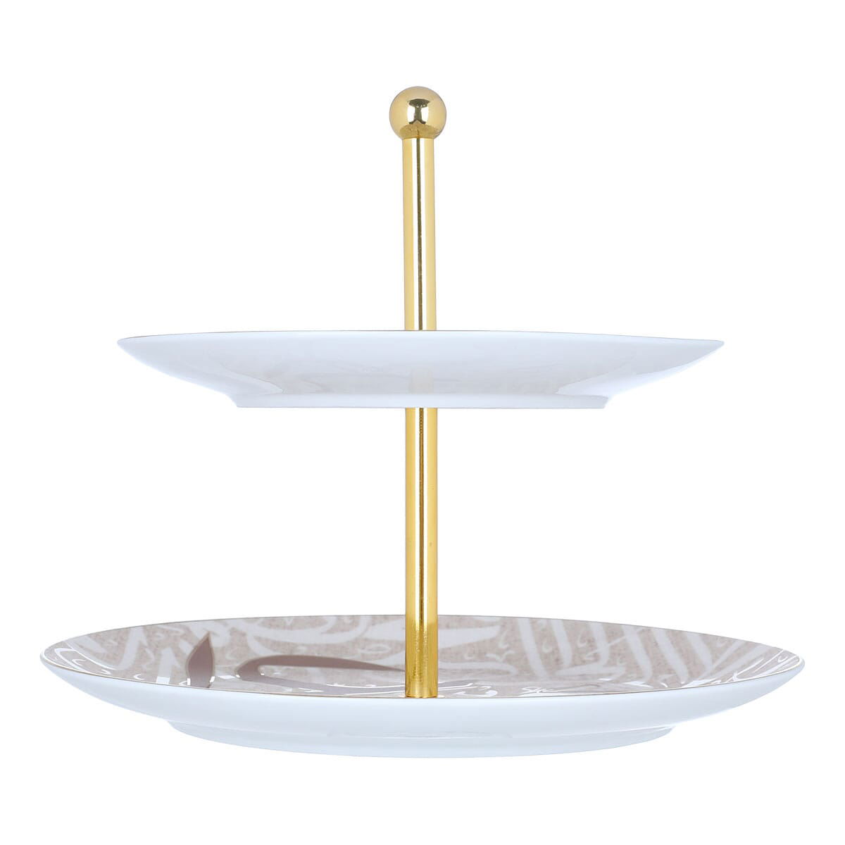 Al Saif Gallery porcelain cake stand, 2 levels, Arabic letters pattern - white product image