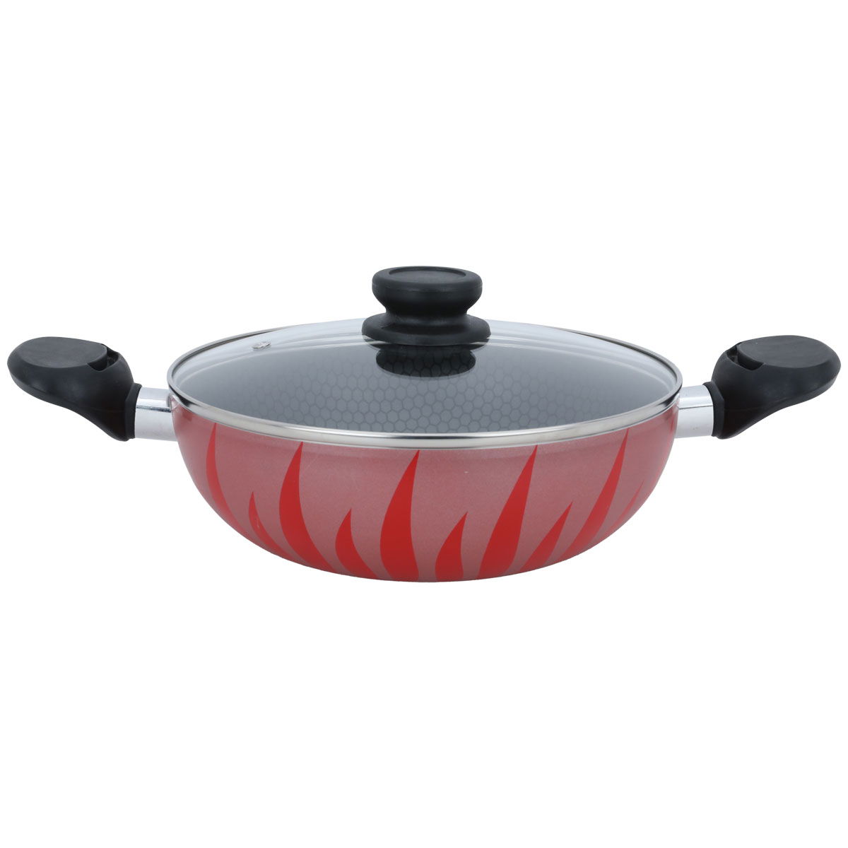 Al Saif Gallery Steel Cooking Pot, 24 cm, Glass Lid - Red product image