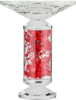 Al Saif Gallery Glass Serving Stand, Decorated With Pink Flowers, Round, 15X15X20 Cm - Clear product image 2