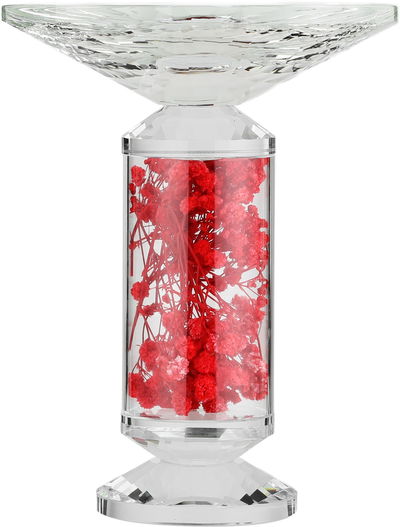 Al Saif Gallery Glass Serving Stand, Decorated With Pink Flowers, Round, 15X15X20 Cm - Clear product image 2