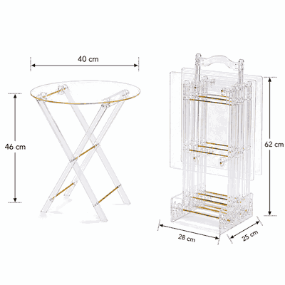 طقم طاولات اكرليك، 5 قطع - شفاف ذهبي product image 3