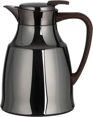 Al Saif GalleryAl-Diriyah Thermos, 0.5 Liter, Glass Inner Container, Stainless Steel Outer Body, Self-Service, Push-Button - Glossy Black Dark Wood product image 2