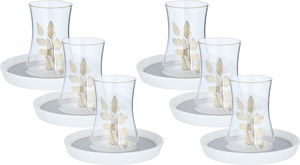 Alsaif Gallery Bialat Tea Serving Set, Glass Coffee Cups, 12 Pieces - White product image