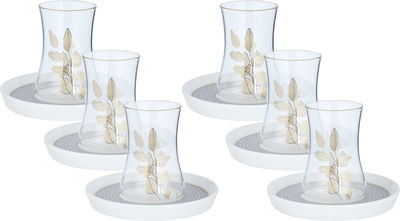 Alsaif Gallery Bialat Tea Serving Set, Glass Coffee Cups, 12 Pieces - White product image 1