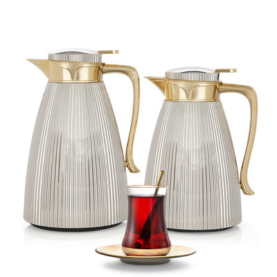 طقم ترامس سديم السيف غاليري، 1 / 0.7 لتر، 2 قطعة، حافظة داخلية زجاج حراري، هيكل خارجي ستاينلس استيل - فضي ذهبي product image 1