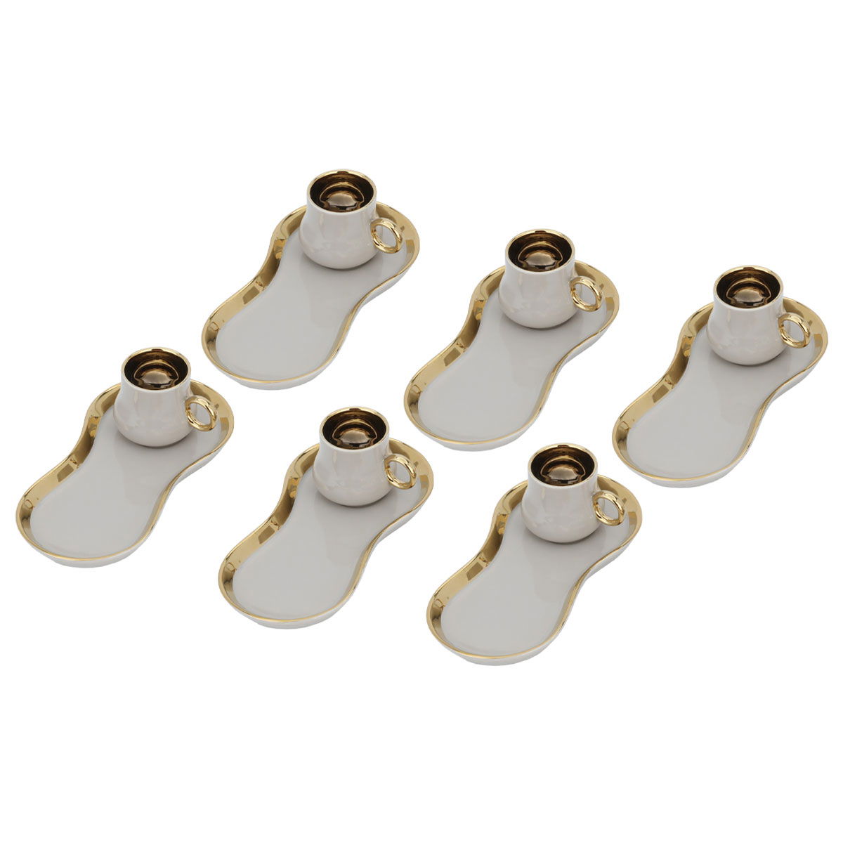 طقم فناجين قهوة سيراميك السيف غاليري، 12 قطعة - ابيض ذهبي product image 2