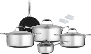 طقم قدور ستانلس ستيل زجاج كوكسل، 9 قطع، غطاء زجاج - فضي شفاف product image 2