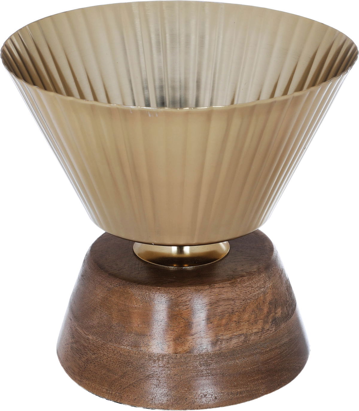 Al Saif Gallery wooden serving bowl, 16 x 17 x 16 cm, with base - golden brown product image