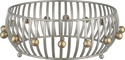 وعاء تقديم ستانلس ستيل السيف غاليري، دائري، قاعدة كرة، 23x23x10 سم - فضي ذهبي product image 2