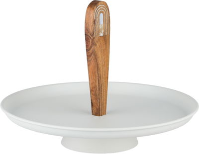 شيالة تقديم ستانلس استيل السيف غاليري، 27x27x19 سم، مسكة يد خشب - أوف وايت خشبي product image 2