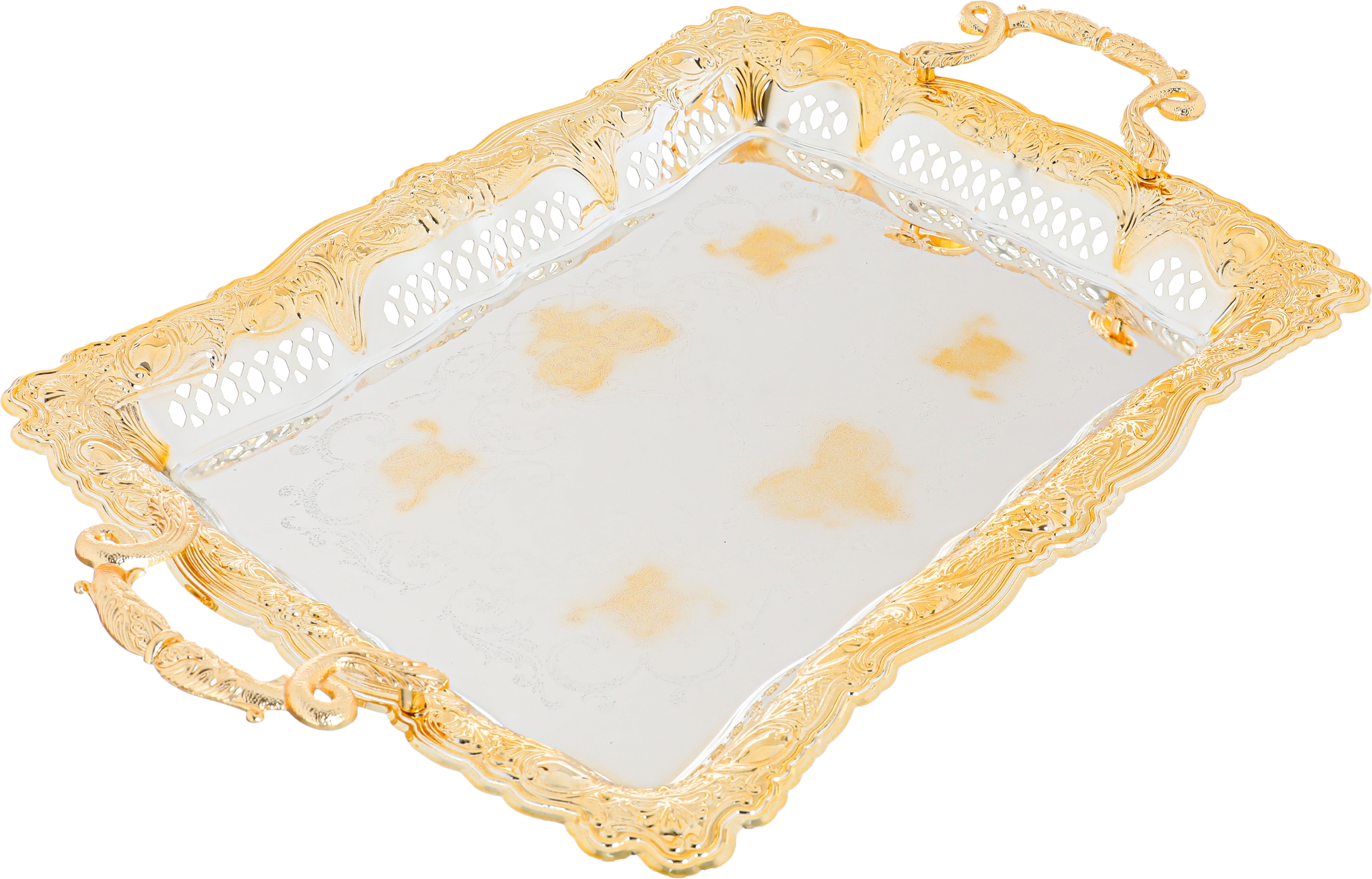 Al Saif Gallery steel topper, 3 pieces, rectangle, gold-silver engraving product image 2