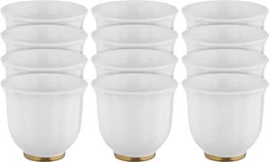 طقم فناجين قهوة عربية بورسلان السيف غاليري، قاعدة مذهبة، 12 قطعة - أبيض product image