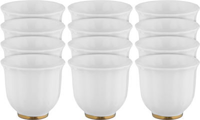 Al Saif Gallery porcelain Arabic coffee cups set, gilded base, 12 pieces - white product image 1
