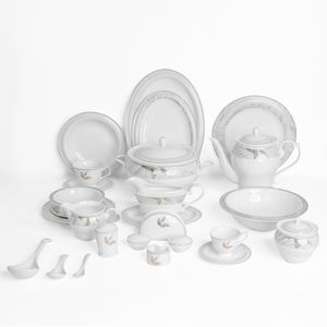 Alsaif Gallery Porcelain Dinner Set, 166 Pieces, Gold Engraving - White product image