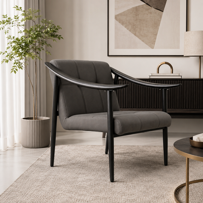 كرسي مودرن خشب MDF، 76×60×53 سم، قماش شانيل - رمادي داكن product image 4