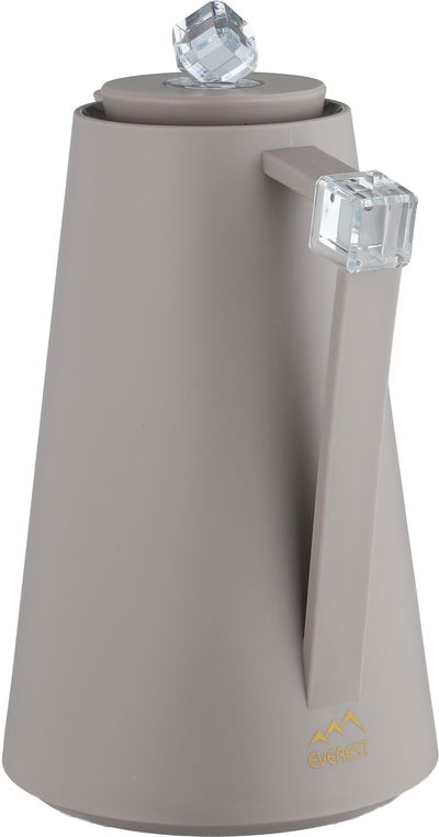 ترمس الماسة بلاستيك افريست، 1 لتر، حافظة داخلية زجاج، ضغاط - كابتشينو شفاف product image 2