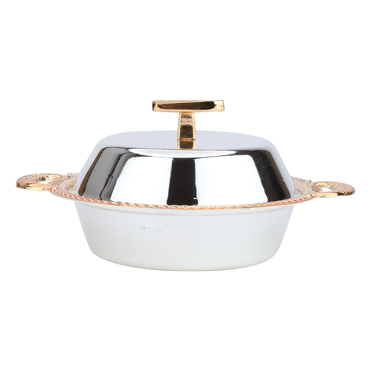 Steel Tamriya with gold rim, by Al Saif Gallery, 10.5x10.5x4 cm, deep circular - silver product image 4