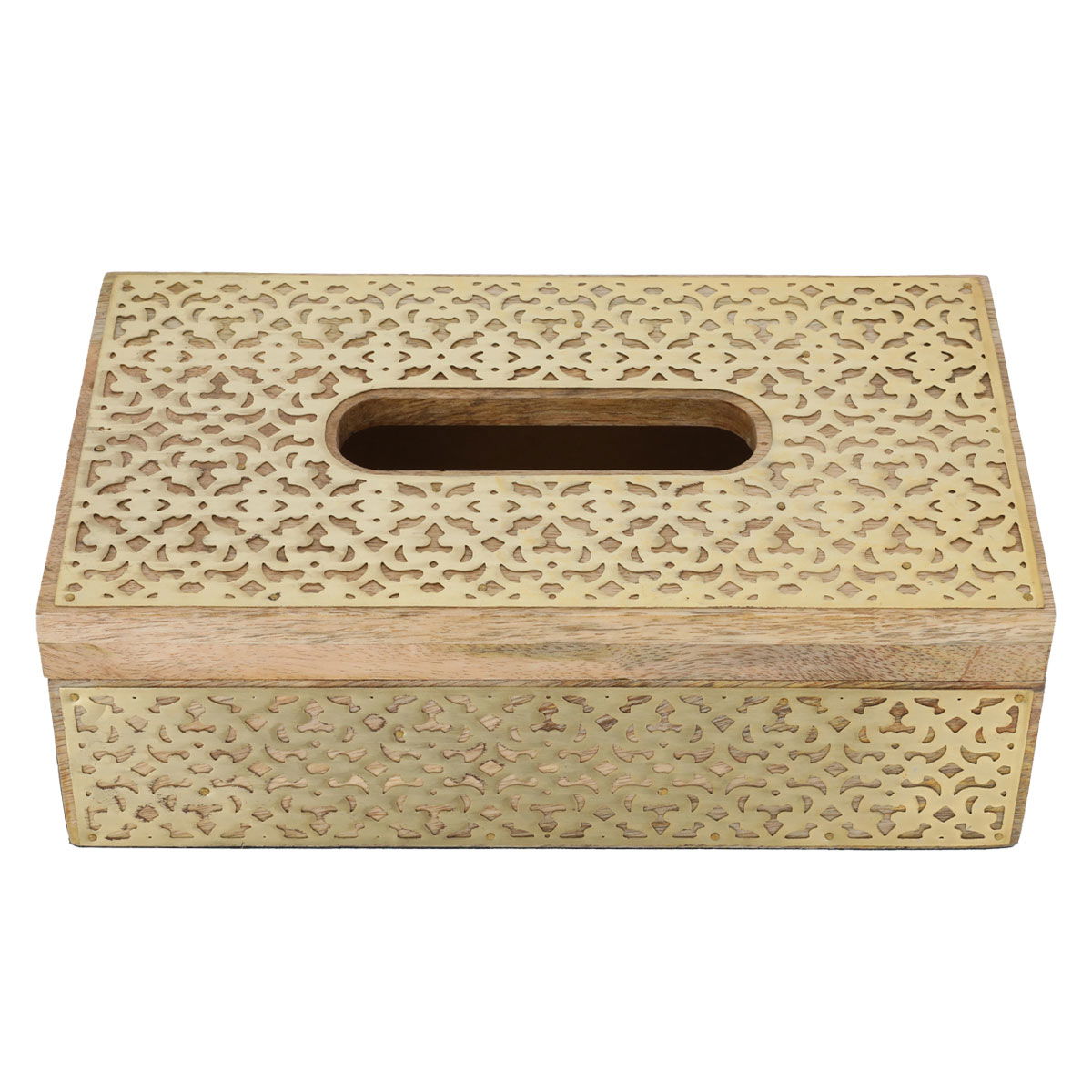 علبة مناديل خشبي السيف غاليري، 27x15x9 سم - ذهبي product image