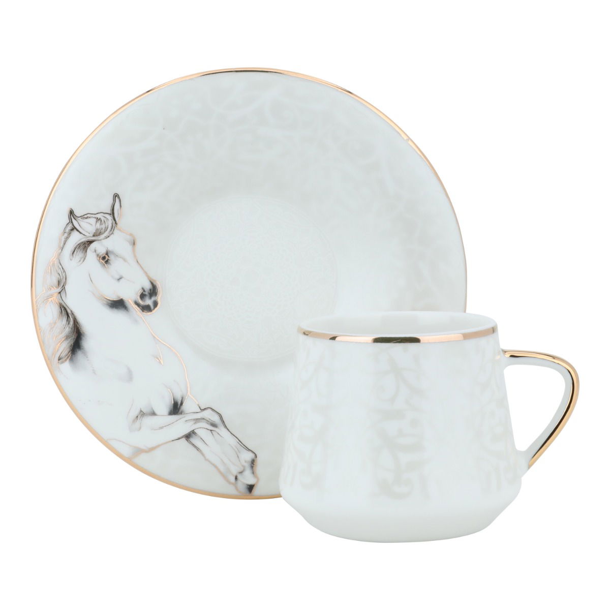 Al Saif Gallery Giyad Porcelain Turkish Coffee Cup Set, 12 Pieces - White product image
