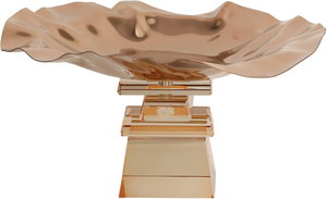 ستاند تقديم ستانلس استيل السيف غاليري، 23x23x12 سم، قاعدة مربع زجاج - عسلي نحاسي product image 2