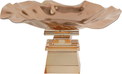 ستاند تقديم ستانلس استيل السيف غاليري، 23x23x12 سم، قاعدة مربع زجاج - عسلي نحاسي product image 2