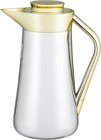 Al-Saif Gallery  Al-Huda Stainless Steel Thermos, 1 Liter, Gold Handle, Push Button - Shiny Silver product image 2