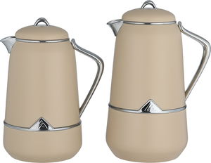 طقم ترامس لالوزا، قطعتين، 0.7 / 1 لتر، خامة داخلية زجاج، يد فضي، غطاء ضغاط - بيج فضي product image