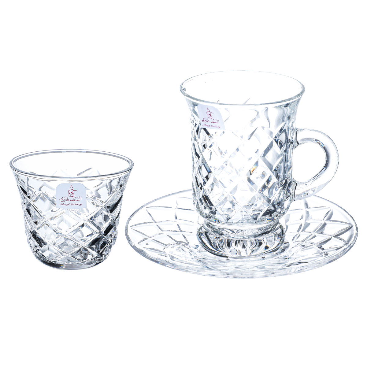 Al Saif Gallery Glass Tea and Coffee Bialat Set, 18 Pieces - Clear product image 1