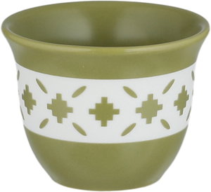 Al Saif Gallery Saudi Arabian Porcelain Coffee Cup Set, 6 Pieces, Artistic Decorations - Olive Green and White product image 2