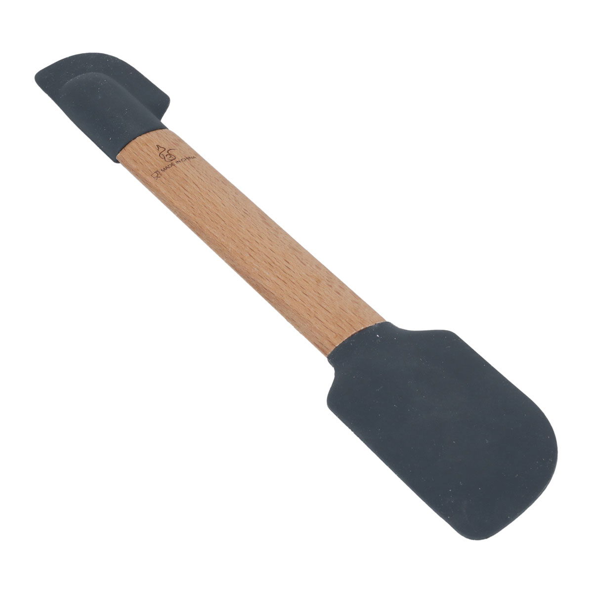Alsaif Gallery Silicone Double Spoon, Wooden Handle - Black product image
