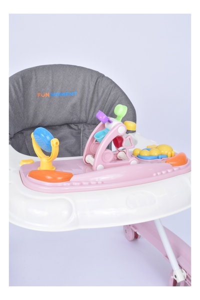 مشاية اطفال فان مومونت، قابلة للتعديل، مزودة بألعاب - ابيض وردي product image 3