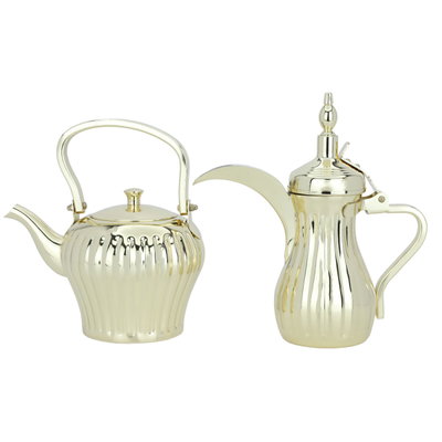 Al Saif Gallery Dallah set with Tuwaiq steel jug , 0.48/2 litres, 2 pieces - gold product image 1
