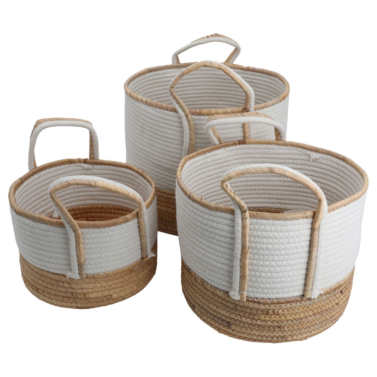 Al Saif Gallery Cotton Baskets Set, 3 Pieces - Beige White product image