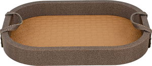 Al Saif Gallery Wooden Serving Tray, 36.5x25.5x4.5 cm, Oval, Two Handles - Beige Brown product image