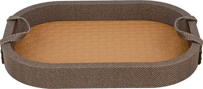 Al Saif Gallery Wooden Serving Tray, 36.5x25.5x4.5 cm, Oval, Two Handles - Beige Brown product image 1