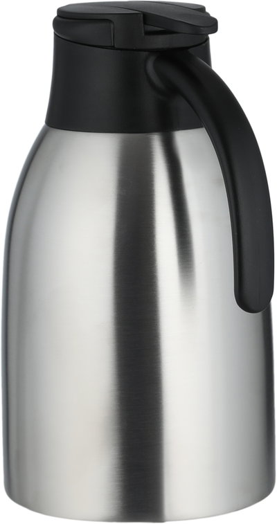 Aura Thermos, 1.6 Liter, Stainless Steel Inner Container, Stainless Steel/Plastic Outer Body, Push Button - Black/Silver product image 3