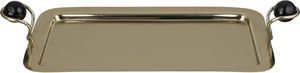 Al Saif Gallery Stainless steel serving tray, 42x24.4x2 cm, rectangular, black and gold handles product image