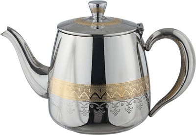 إبريق شاي استيل السيف غاليري، 0.68 لتر، منقوش - فضي ذهبي product image 1