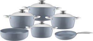طقم قدور المونيوم صافلون، 10 قطع - رمادي فاتح product image