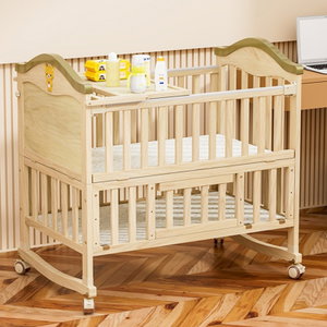 سرير اطفال قابل للتعديل فان مومنت، 100×55×98 سم، عجلات دوارة - خشبي product image