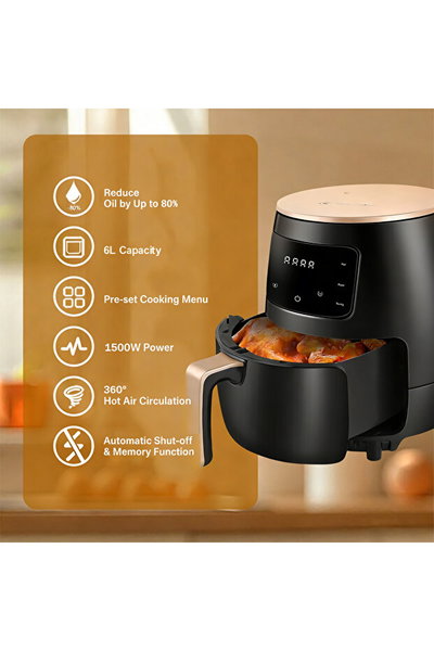 قلاية هوائية لاك لايش، 1500 واط، 6 لتر، 8 وظائف، S18-GC-18 - اسود product image 4