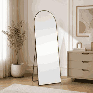 مراية ستاند زجاج، 180×60 سم، ستاند معدن - اسود product image