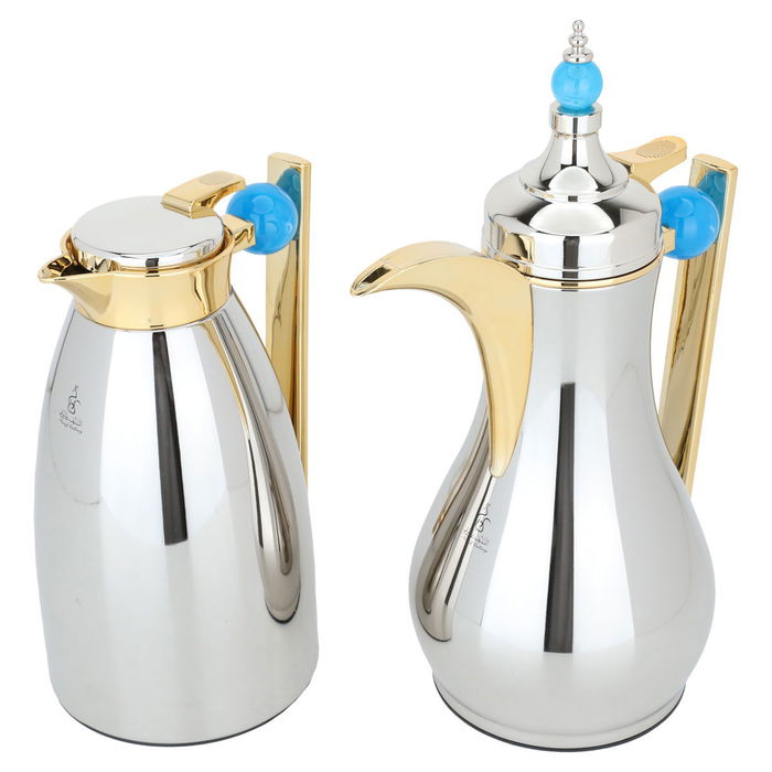 Al Saif Gallery Alaa Steel thermos set, 1 litre, light blue-silver handle product image 2