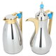 AlaaAl Saif Gallery Thermos Set, 1/1 liter, 2 pieces, thermal glass inner case, light blue handle, pressure - silver product image 2