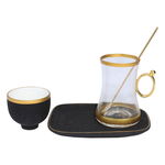 طقم تقديم شاي وقهوة زجاج السيف غاليري، نقش إسلامي، 24 قطعة - شفاف product image 2