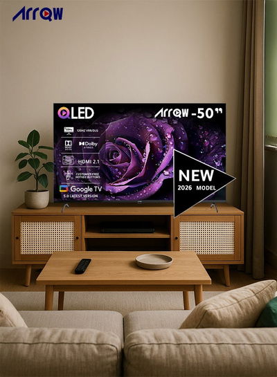 ARRQW RO-50LCQ120 50-inch Frameless Smart TV, QLED, 4K UHD, Google TV System - Black product image 5