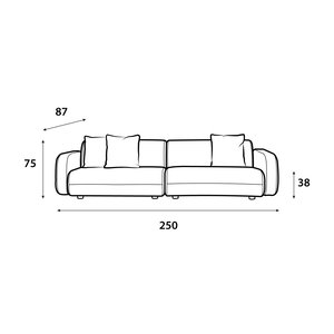 Modern Swedish wood sofa, 250x87x38 cm, velvet fabric - brown product image 2