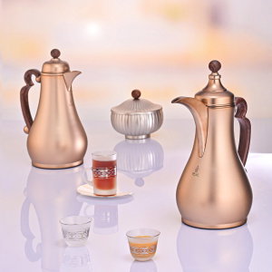 Al Saif Gallery Al Asalah Thermos Set, 1 + 1 Liter, 2 Pieces, Inner Glass Case, Stainless Steel Outer Body - Dark Bronze product image 2