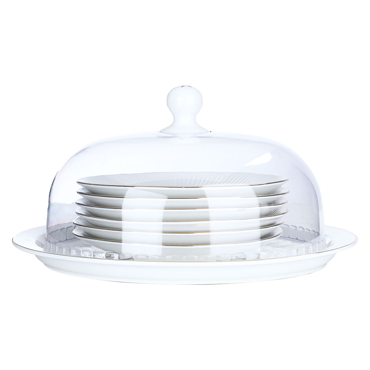 Al Saif Gallery Porcelain Cake Serving Set, 8 Pieces - Golden White product image