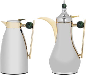 Al Saif Gallery Alaa thermos set, 1/0.75 liter, two pieces, thermal glass inner container, steel outer shell - silver product image 2